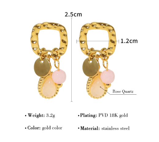 Rose quartz crystal earring