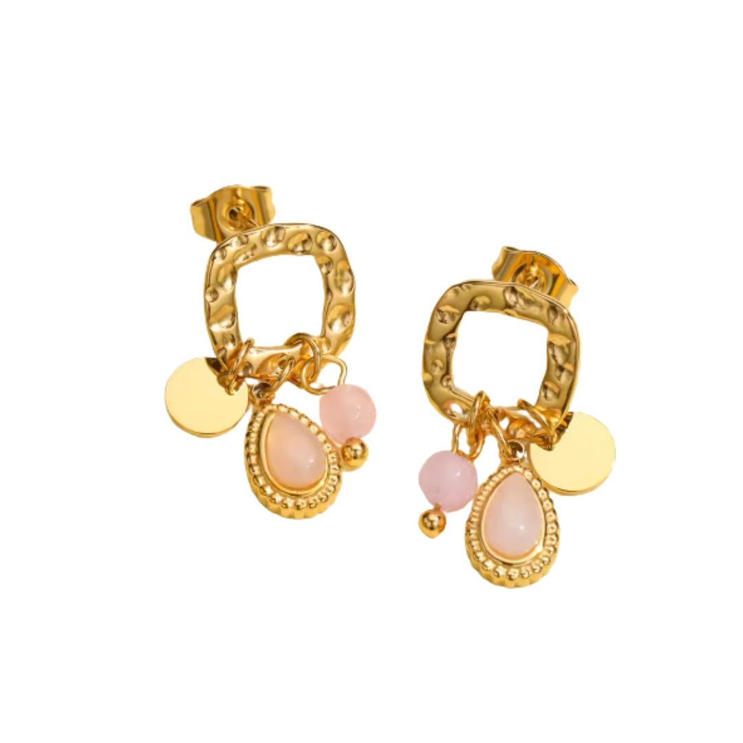 Rose quartz crystal earring